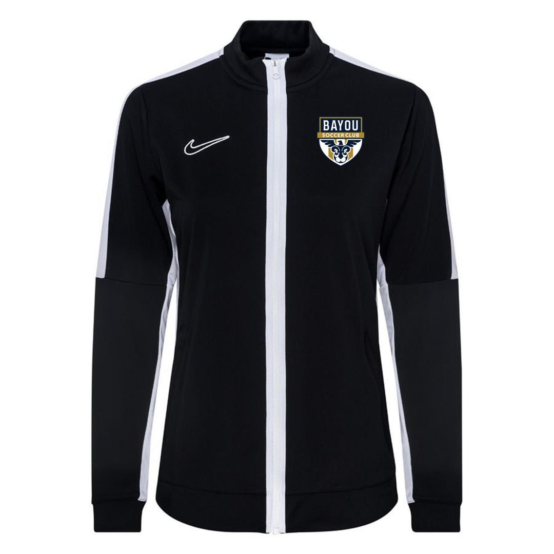 Nike Bayou SC Women's Academy 23 Track Jacket Bayou Soccer Club 23-25 Black/White Womens X-Small - Third Coast Soccer