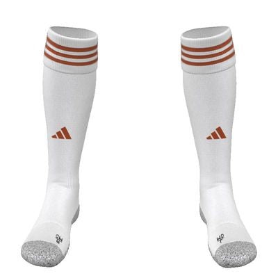 adidas Beau Chene HS Adi Sock 23 Custom Sock - White/Orange BCHS 24   - Third Coast Soccer