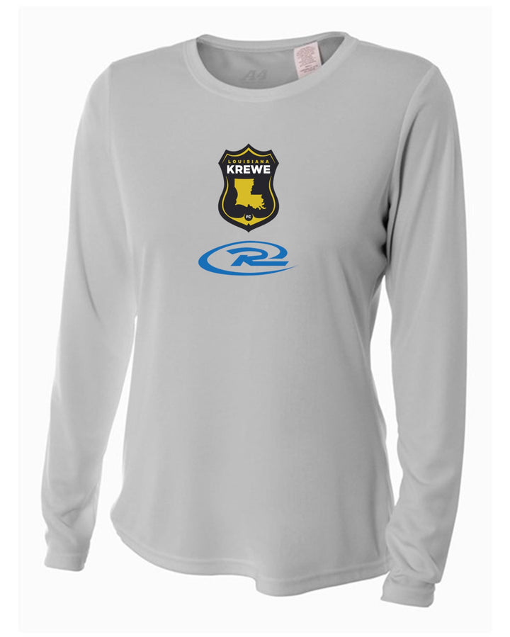 A4 LA Krewe-Rush Long-Sleeve Shirt FC - Black, Silver Or White LA Krewe Rush Spiritwear Silver Womens Small - Third Coast Soccer