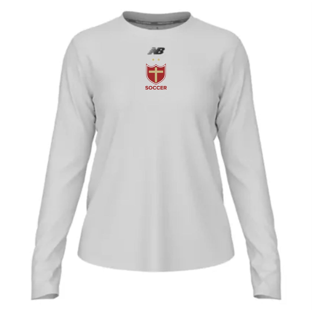 New Balance Brother Martin Women's Activate LS Tech T-Shirt - White Brother Martin 25 - Third Coast Soccer