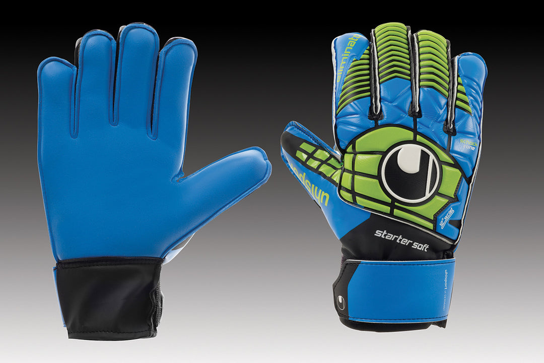 Uhlsport Elminator Starter Soft - Power Green/Blue Gloves Power Green/Blue 5 - Third Coast Soccer