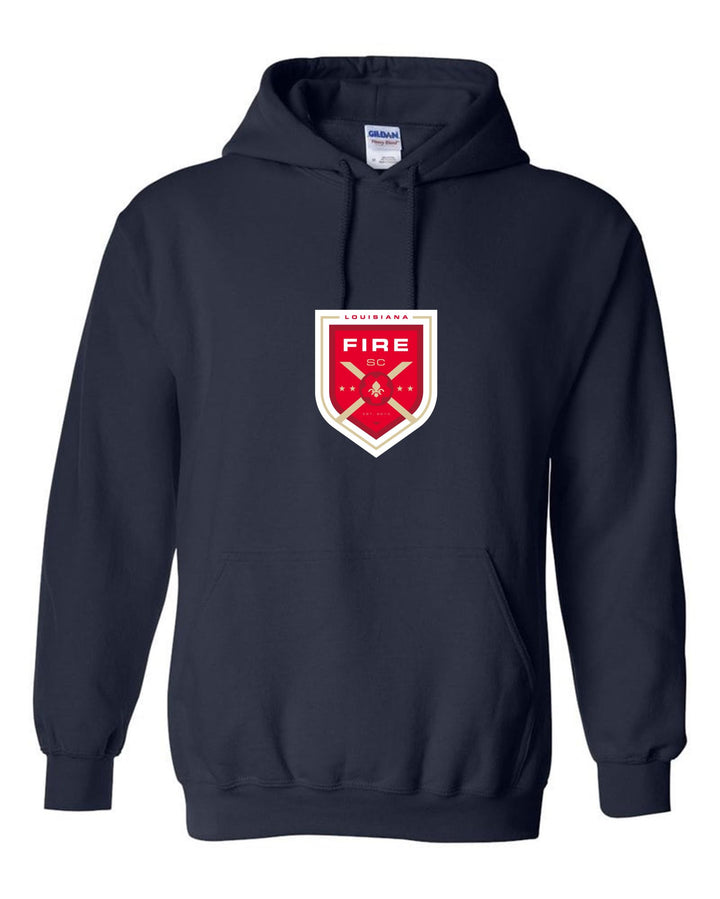 Louisiana Fire FC Shield Hoody Louisiana Fire Spiritwear Navy Mens Small - Third Coast Soccer