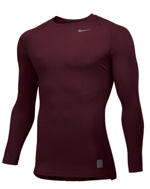 Nike Pro Cool Compression Long Sleeve Top Training Wear Deep Maroon/Cool Grey Mens Small - Third Coast Soccer