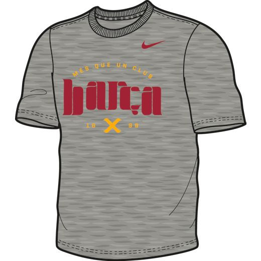 Nike Fc Barcelona Squad Tee T-Shirts Dk Grey Heather Medium - Third Coast Soccer