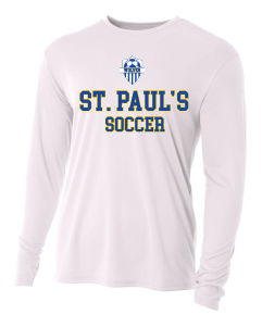 A4 St. Paul's Cooling Performance Crew Long-sleeve Shirt - Black or White St. Pauls 24 White Mens Small - Third Coast Soccer