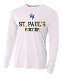 A4 St. Paul's Cooling Performance Crew Long-sleeve Shirt - Black or White St. Pauls 24 White Mens 2Xl - Third Coast Soccer
