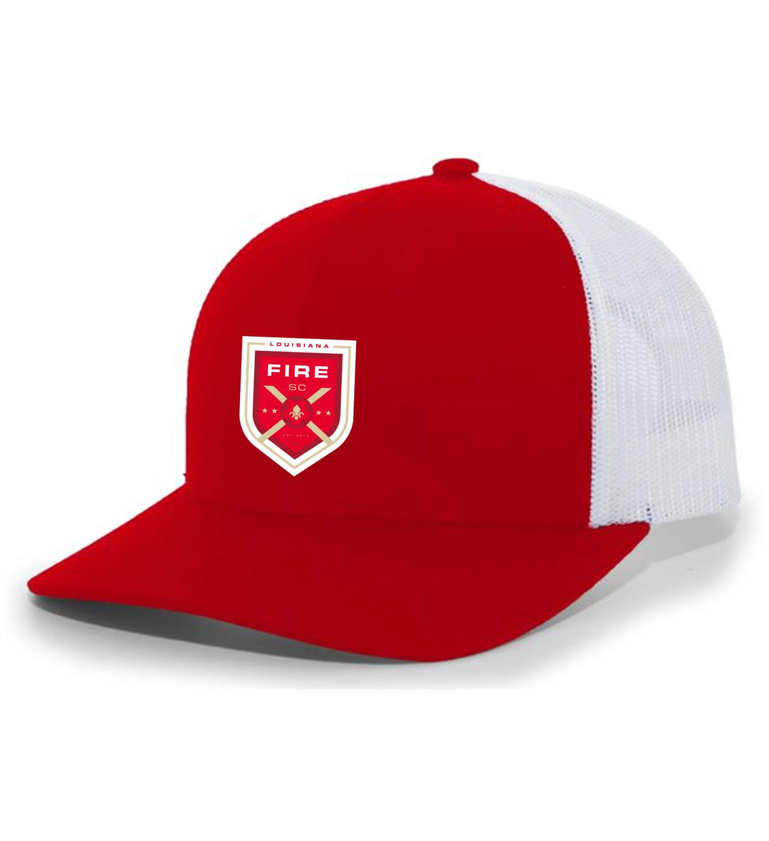 TCS Louisiana Fire SC Trucker Hat Louisiana Fire Spiritwear Red/White Full Color Patch - Third Coast Soccer