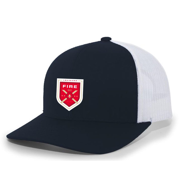 TCS Louisiana Fire SC Trucker Hat Louisiana Fire Spiritwear Navy/White Full Color Patch - Third Coast Soccer