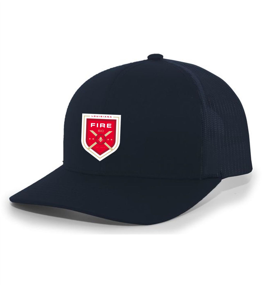 TCS Louisiana Fire SC Trucker Hat Louisiana Fire Spiritwear Navy/Navy Full Color Patch - Third Coast Soccer