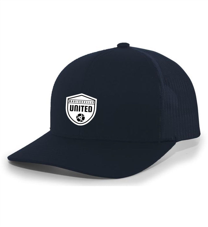 TCS Madisonville United Flexfit Premium Trucker Hat Madisonville United Spiritwear Navy/Navy Full Color Patch - Third Coast Soccer