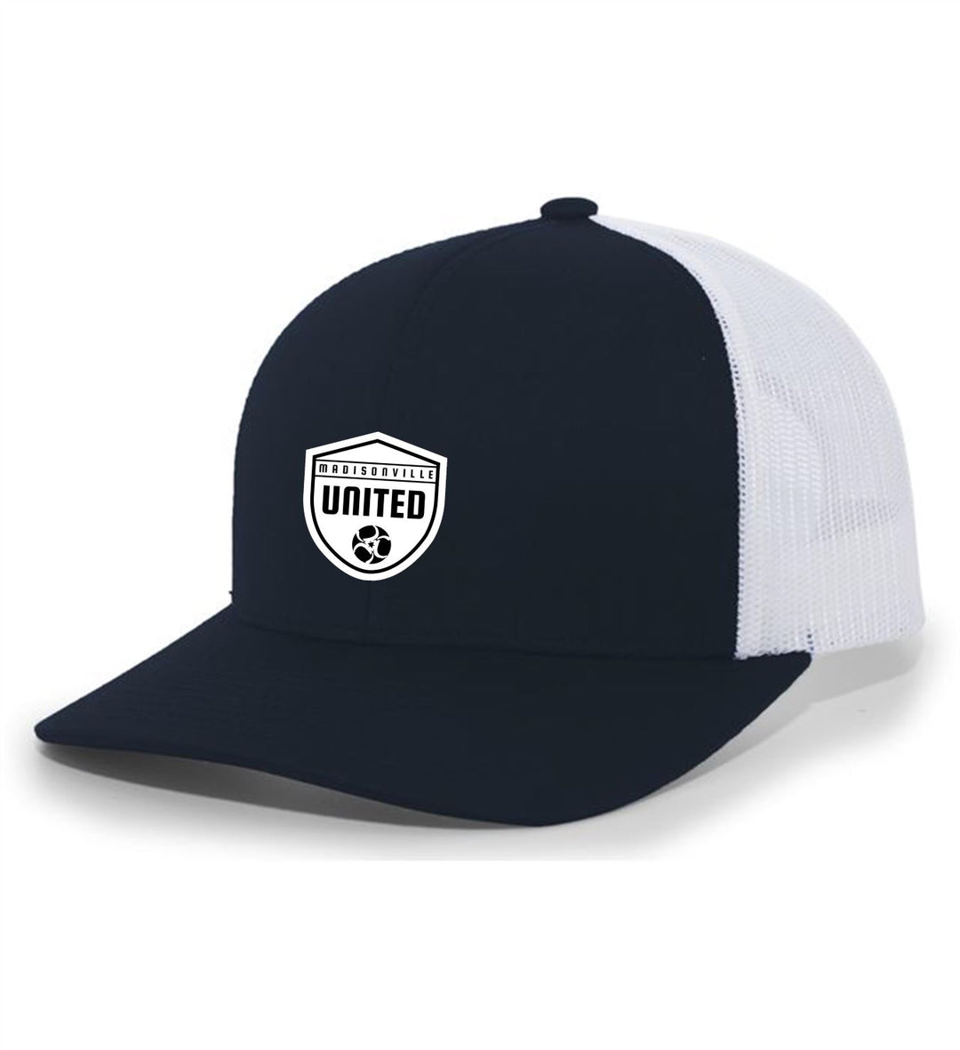 TCS Madisonville United Flexfit Premium Trucker Hat Madisonville United Spiritwear Navy/White Full Color Patch - Third Coast Soccer