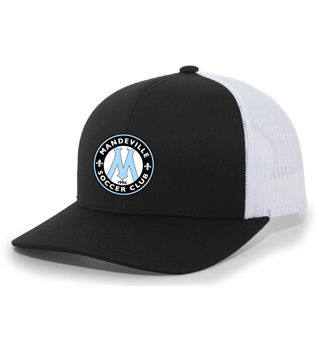 TCS MSC Flexfit Premium Trucker Hat MSC Spiritwear White/White Leather Patch - Third Coast Soccer