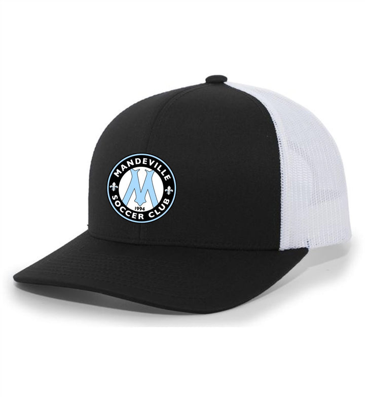 TCS MSC Flexfit Premium Trucker Hat MSC Spiritwear White/White Leather Patch - Third Coast Soccer