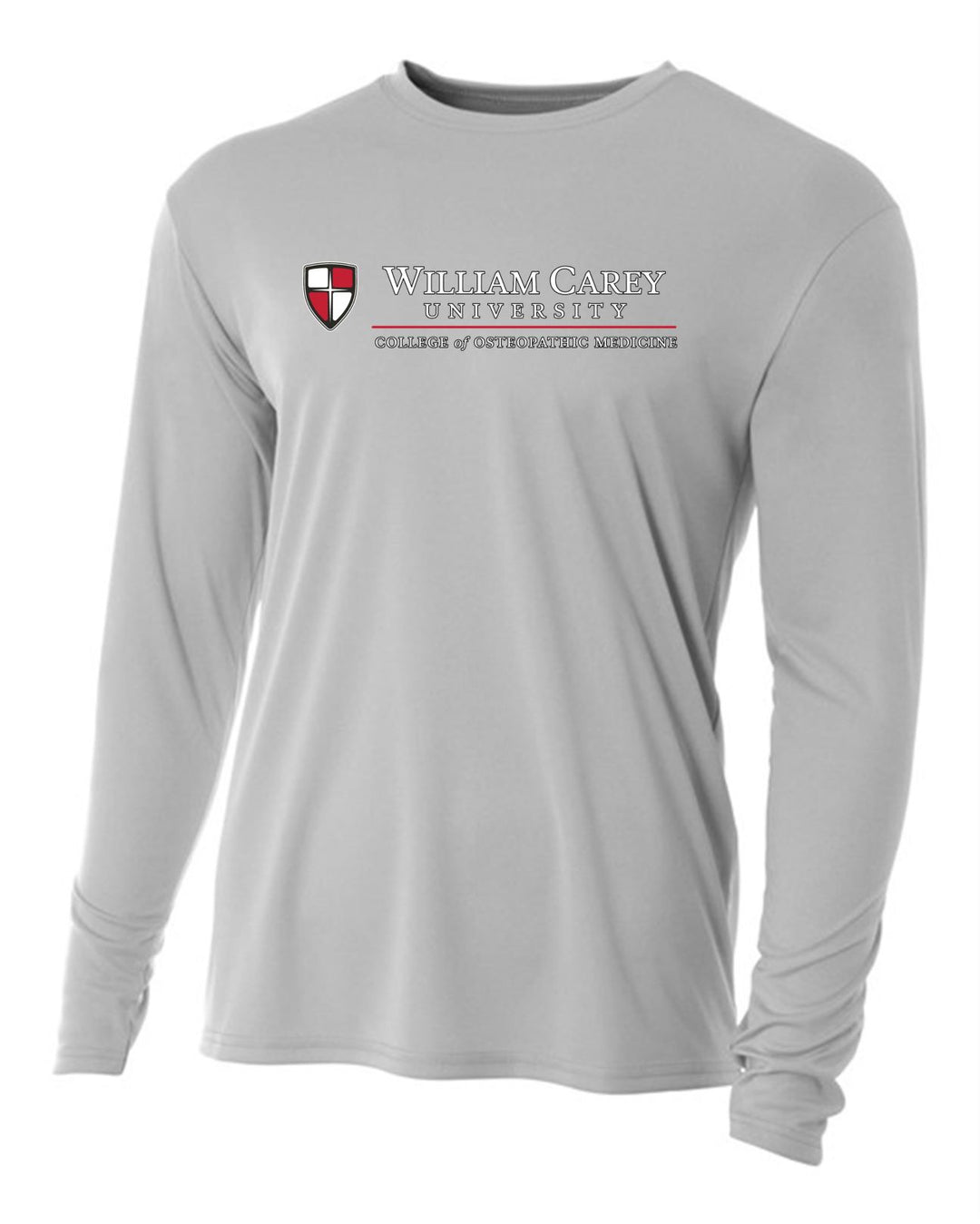 WCU College Of Osteopathic Medicine Men's Long-Sleeve Performance Shirt WCU OM Silver Grey Mens Small - Third Coast Soccer