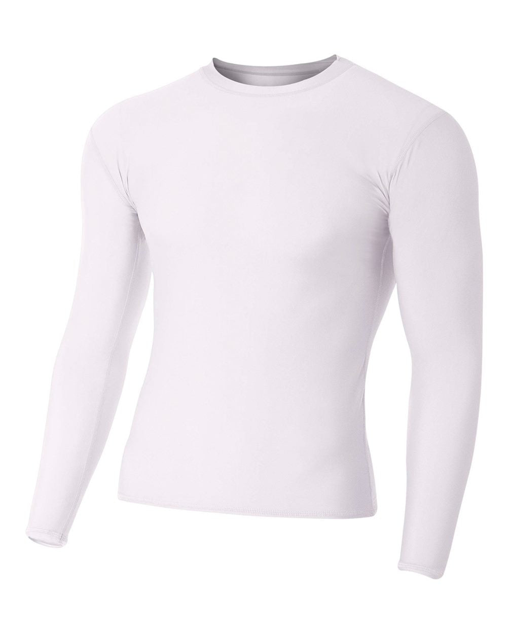 A4 Long Sleeve Cooling Performance Crew Training Wear White Small - Third Coast Soccer