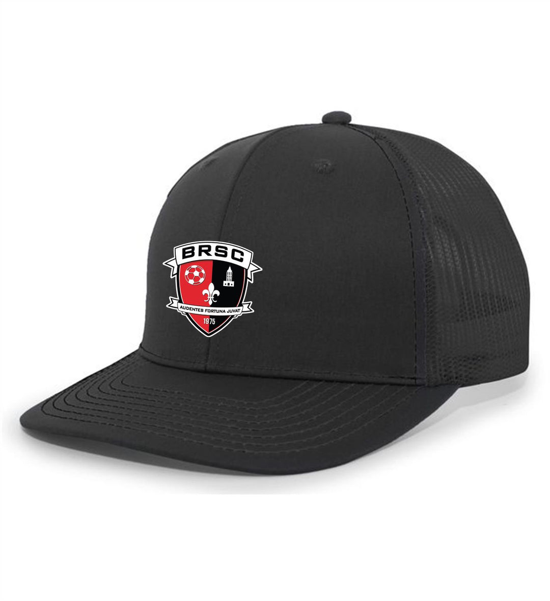 TCS BRSC Flexfit Premium Trucker Hat BRSC Spiritwear Black/Black Full Color Patch - Third Coast Soccer