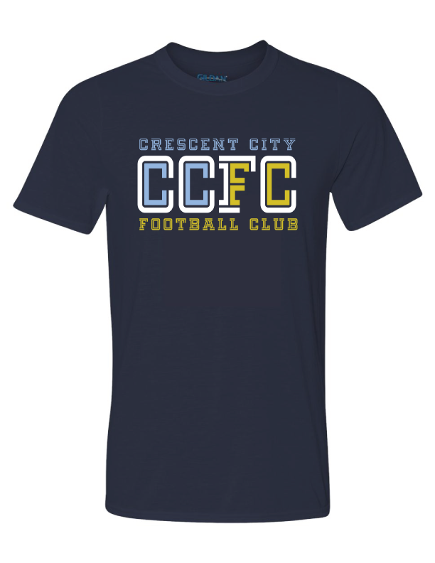Crescent City Retro Short-Sleeve Performance T-Shirt Crescent City Soccer Mens Small Navy - Third Coast Soccer