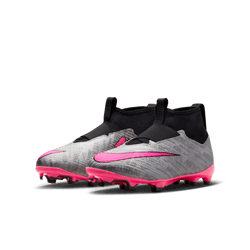 Nike Junior Zoom Mercurial Superfly 9 Pro Xxv FG - Metallic Silver/Hyper Pink Youth Footwear Closeout Youth 1 Metallic Silver/Hyper Pink/Vol - Third Coast Soccer