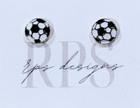 RPS Designs Soccer Ball Stud Earrings Jewelry White/Black  - Third Coast Soccer