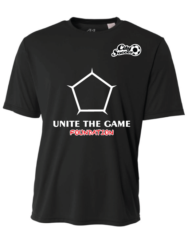 A4 City Soccer Youth Short-Sleeve Performance Shirt City Soccer Youth Small Black - Third Coast Soccer