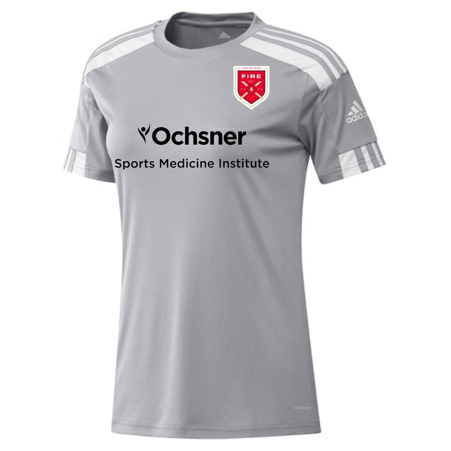 adidas Fire Womens Squadra 21 Jersey - Light Grey Louisiana Fire 2022-2024 Womens X-Small Team Light Grey/White - Third Coast Soccer
