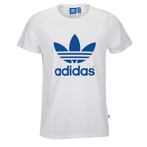 adidas Women's Boyfriend Trefoil Tee - White/Blue T-Shirts Womens Extra Small White/Blue - Third Coast Soccer