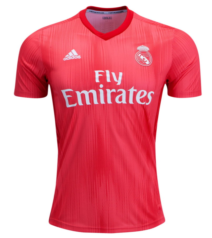 adidas Real Madrid 3rd Jersey 18/19 Club Replica Closeout MENS SMALL REAL CORAL/VIVID RED - Third Coast Soccer