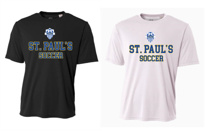 A4 St. Paul's Cooling Performance Crew Short-Sleeve Shirt - Black or White St. Pauls 24   - Third Coast Soccer