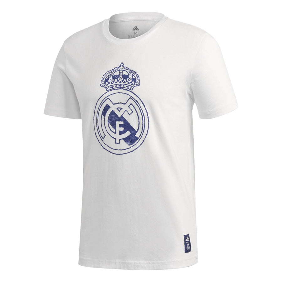 adidas Real Madrid DNA Tee Club Replica White/Dark Blue Mens Small - Third Coast Soccer