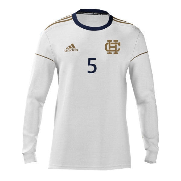 adidas Holy Cross Mi Squadra 17 LS Jersey - White HC 23 White/Gold/Navy Mens Small - Third Coast Soccer