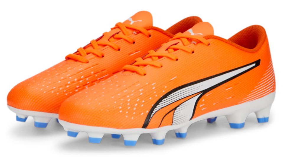 Puma Ultra Play FG Jr - Ultra Orange/White/Blue Glimmer Youth Firm Ground Ultra Orange/White/Blue Glimme Youth 10 - Third Coast Soccer