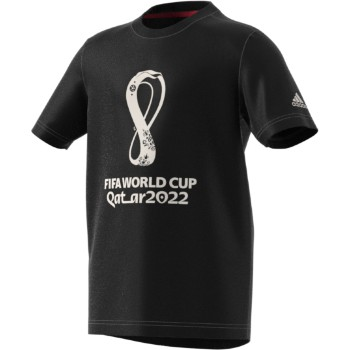 Adidas Youth World Cup 2022 Emblem Tee - Black  YOUTH SMALL BLACK/WHITE - Third Coast Soccer