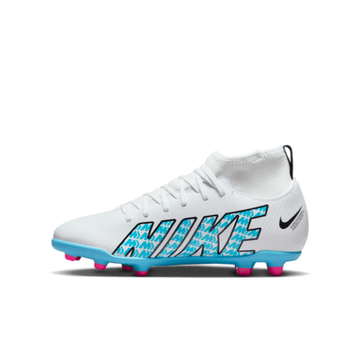 Nike Junior Mercurial Superfly 9 Club FG - White/Baltic Blue/Pink Blast Youth Footwear Closeout Youth 2 White/Baltic Blue/Pink Blast - Third Coast Soccer