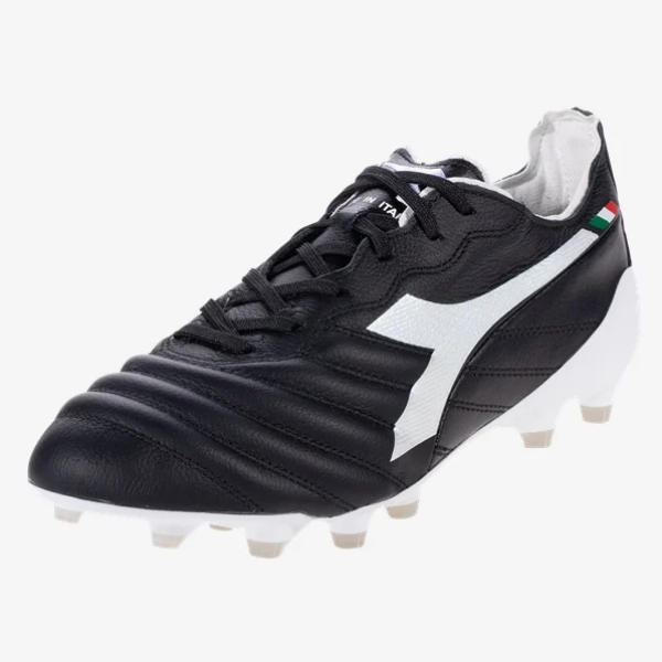 Diadora Brasil Elite 2 Tech Italia LPX FG - Black/White Men's Footwear MENS 6.5 BLACK/WHITE - Third Coast Soccer