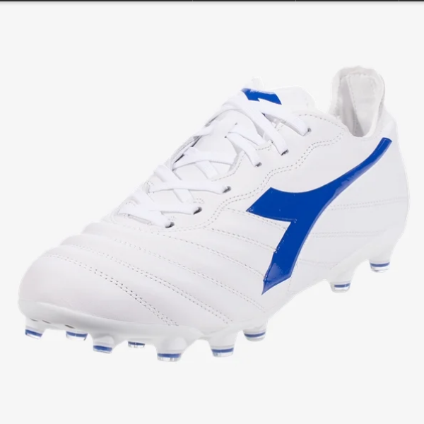 Diadora Brasil Elite LT LP - Optic White/Blue Men's Footwear MENS 6.5 OPTICAL WHITE/ROYAL BLUE - Third Coast Soccer