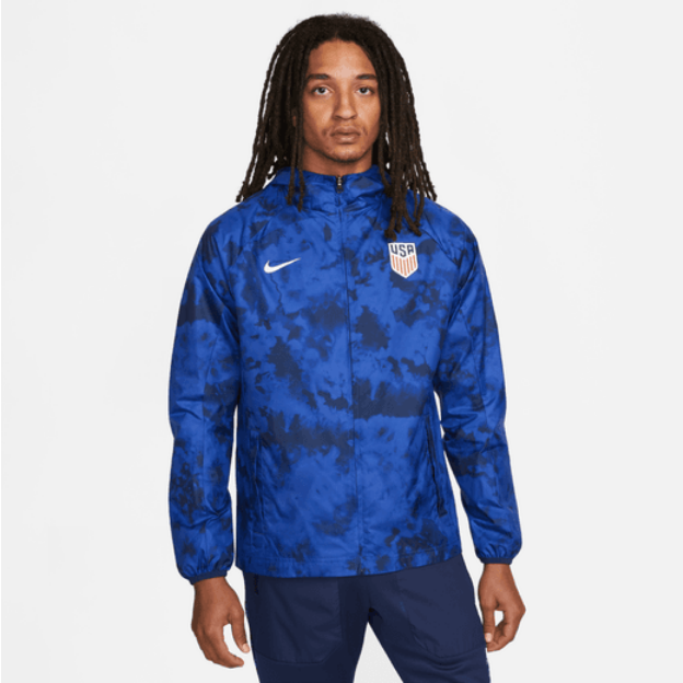 Nike USMNT Full Zip Graphic Jacket - Bright Blue/White International Replica Closeout Bright Blue/White Mens Small - Third Coast Soccer