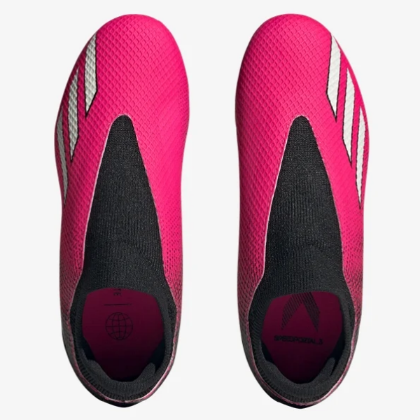 adidas Junior X Speedportal.3 Laceless FG - Shock Pink/White/Black Youth Firm Ground   - Third Coast Soccer