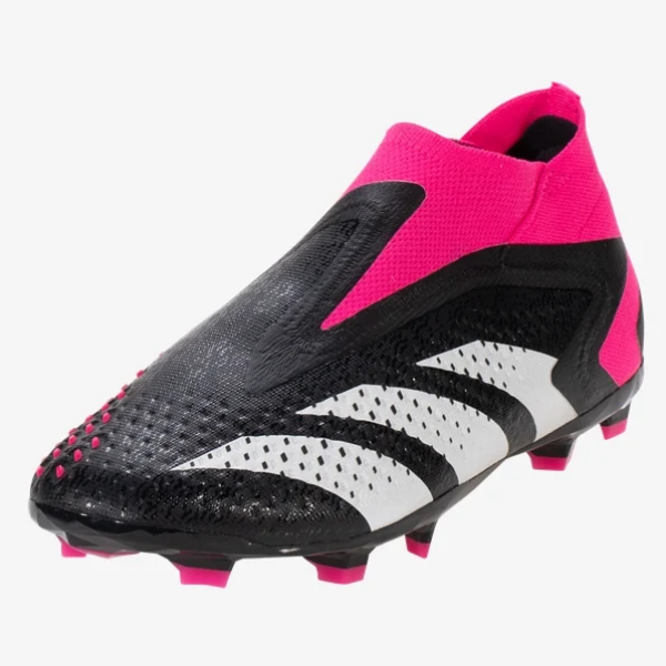 adidas Jr Predator Accuracy+ FG - Black/White/Shock Pink Youth Footwear Closeout Youth 1 Black/White/Team Shock Pink - Third Coast Soccer