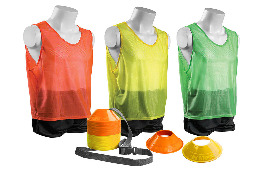 KWIKGOAL Mini Cone & Vest Pack - Orange/Yellow/Green Coaching Accessories Adult  - Third Coast Soccer