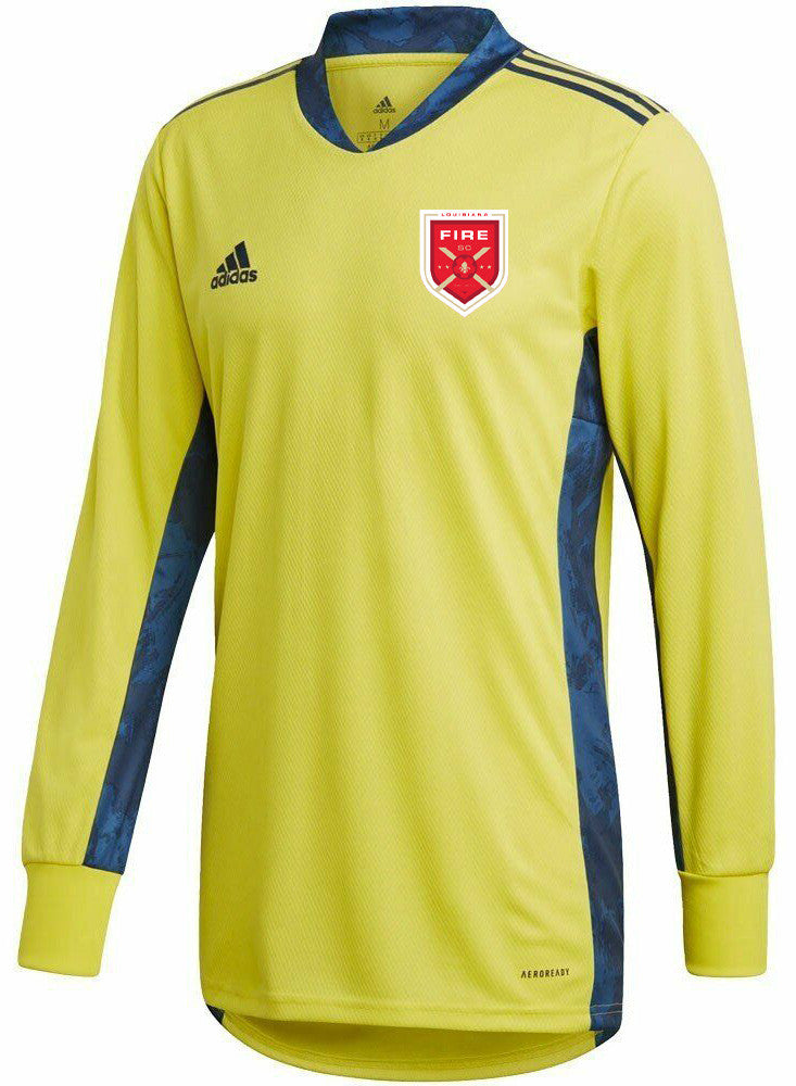 adidas Louisiana Fire Adipro 20 LS Goalkeeper Jersey Louisiana Fire 2020-2022 Mens Extra Large Shock Yellow/Team Navy Blue - Third Coast Soccer