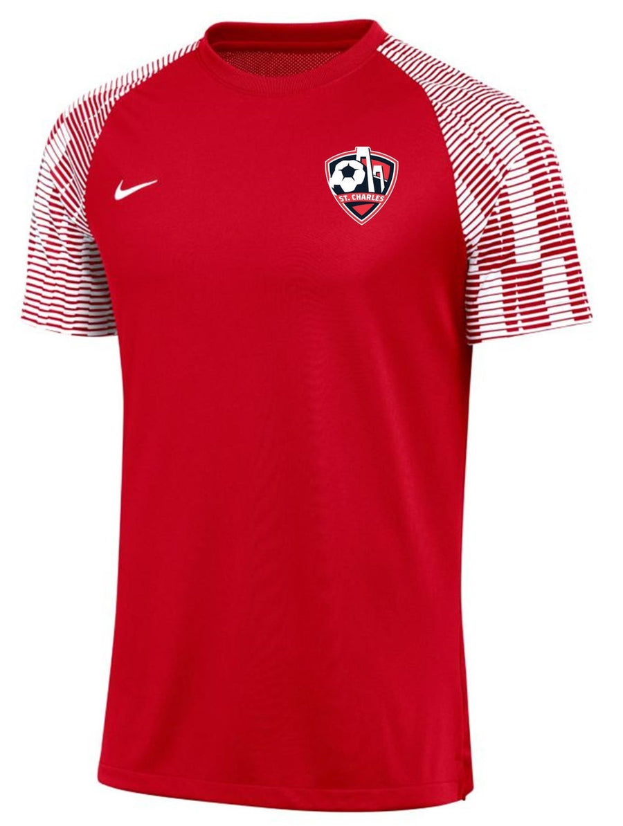 Nike SCS Mens Academy Jersey - Red St. Charles Soccer 2022-2024 Mens Small University Red/White - Third Coast Soccer