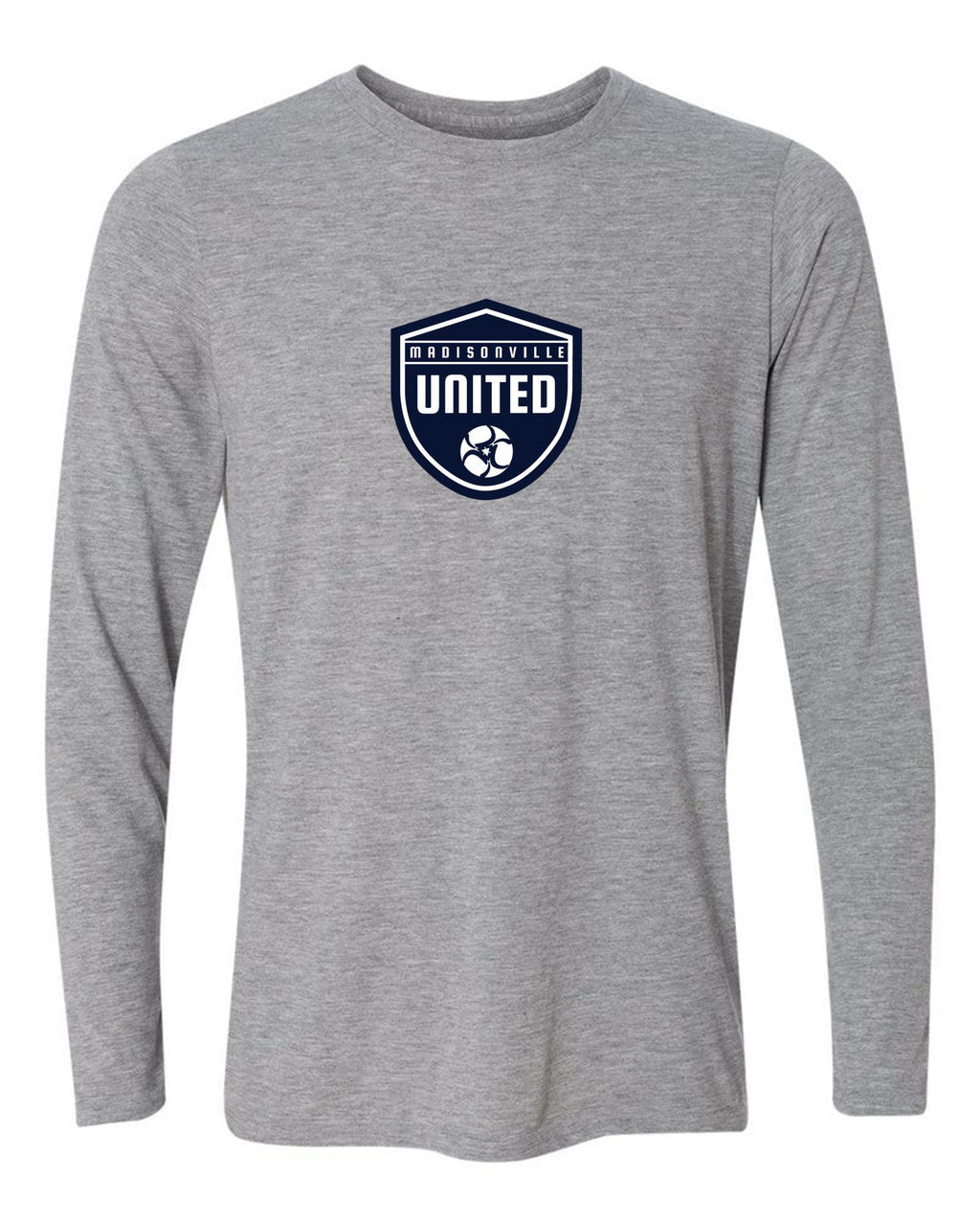 Madisonville United Shield Long-Sleeve T-Shirt Madisonville United Spiritwear Sport Grey Center Chest 6" - Third Coast Soccer
