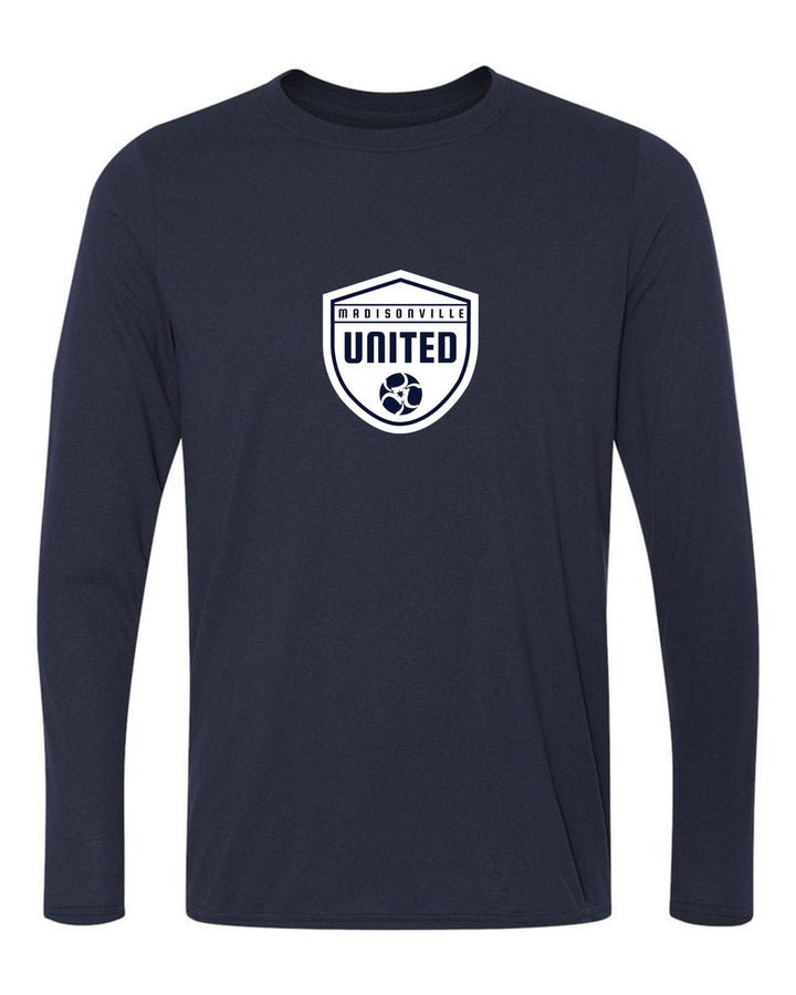 Madisonville United Shield Long-Sleeve T-Shirt Madisonville United Spiritwear Navy Center Chest 6" - Third Coast Soccer