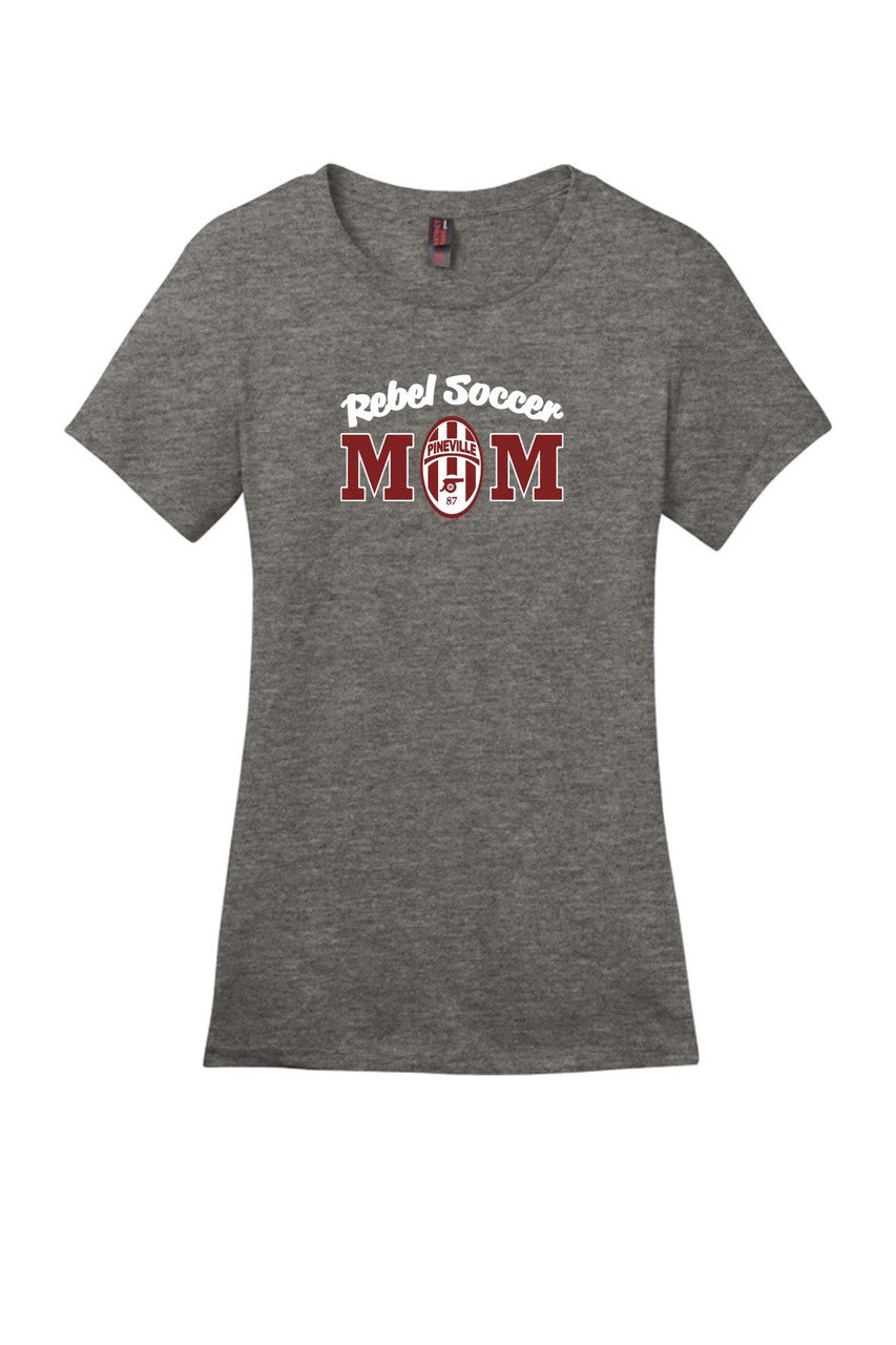 Pineville High School SS Mom T-Shirt Pineville 24 Heathered Charcoal Womens Small - Third Coast Soccer