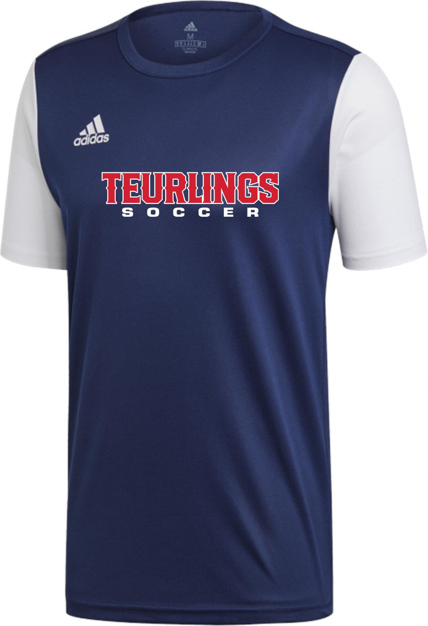 adidas Teurlings Youth Estro 19 Practice Jersey - Navy Teurlings Dark Blue/White Youth Medium - Third Coast Soccer