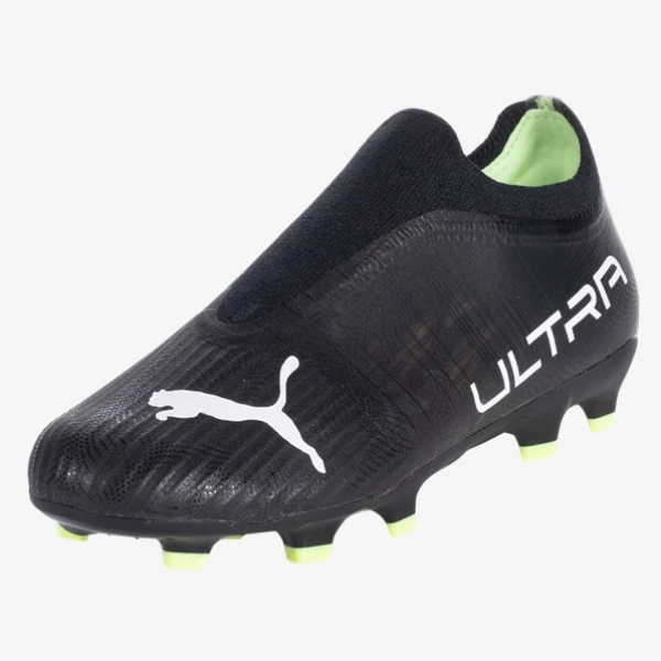 Puma Ultra 3.4 FG Jr - Black/White/Fizzy Light Youth Footwear Closeout Youth 1 Black/White/Fizzy Light - Third Coast Soccer