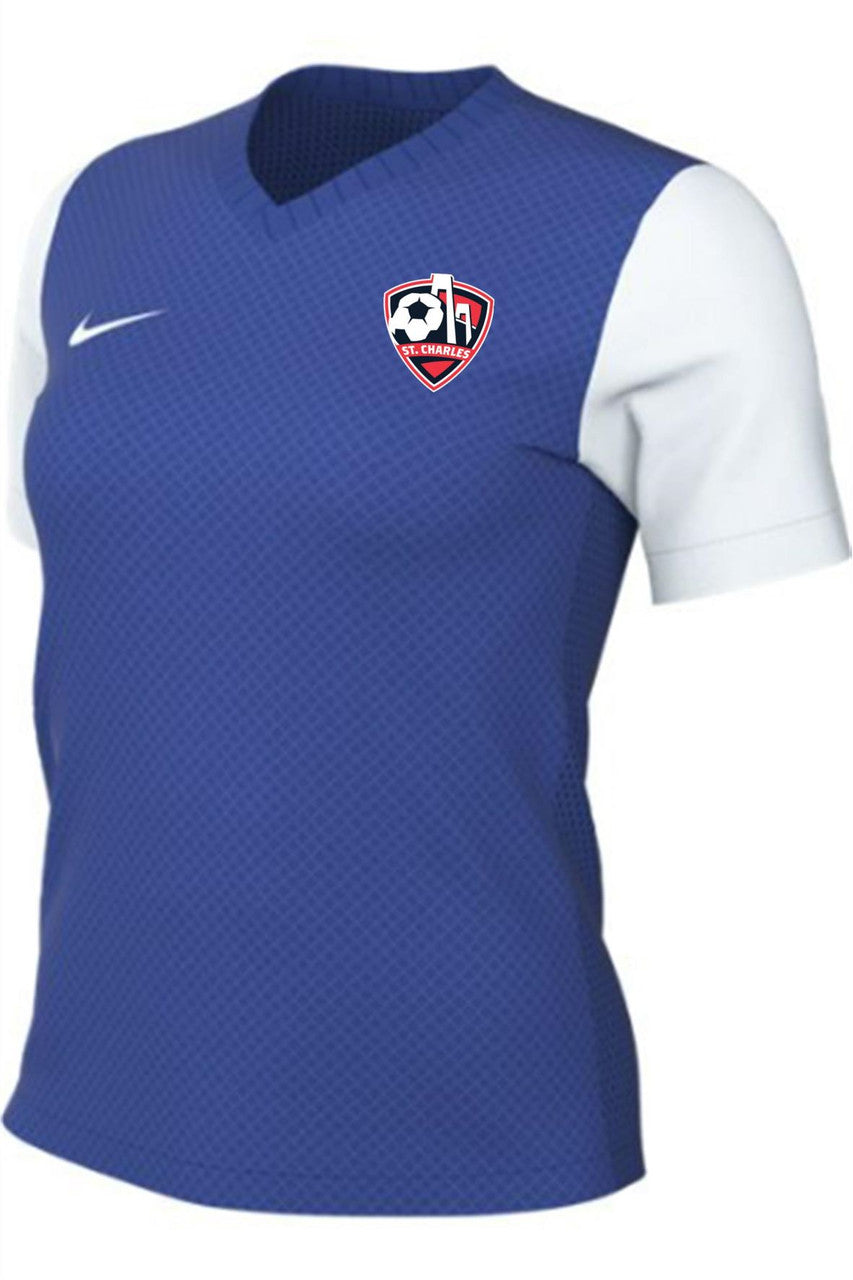 Nike St. Charles Womens Tiempo Premier Jersey - Royal St. Charles Soccer 2022-2024 Womens X-Small Game Royal/White - Third Coast Soccer