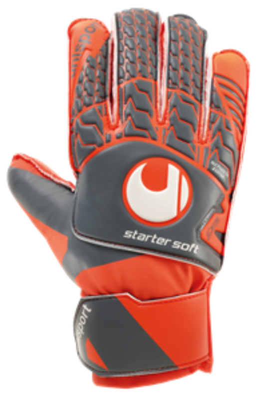 Uhlsport Aerored Start Soft Goalkeeper Glove - Dark Grey/Fluorescent Orange/White Goalkeeper SIZE 11  - Third Coast Soccer