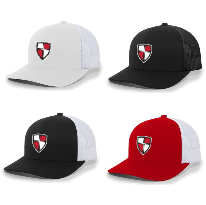 William Carey Shield Flexfit Premium Trucker Hat WCU Shield   - Third Coast Soccer