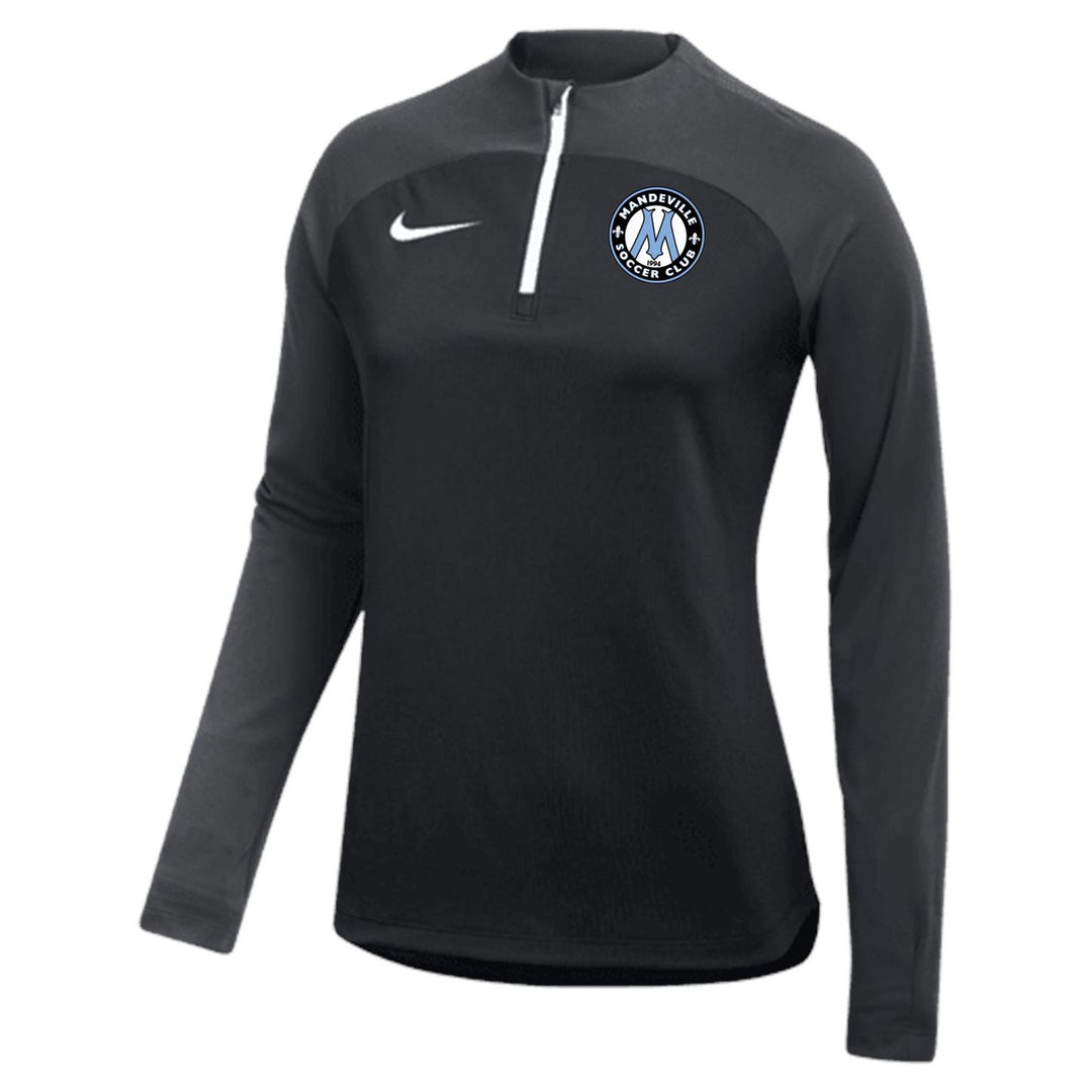 Nike MSC Womens Academy Pro Drill Top Mandeville Soccer Club 22-24 WOMENS EXTRA SMALL BLACK/ANTHRACITE - Third Coast Soccer